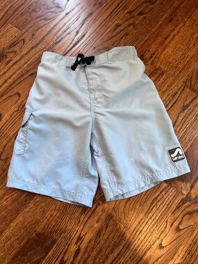 surf style light blue kid’s swim trunks